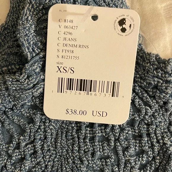 Free People Love Letter Cami in Denim Rins Size XS/S NWT - Picture 6 of 9